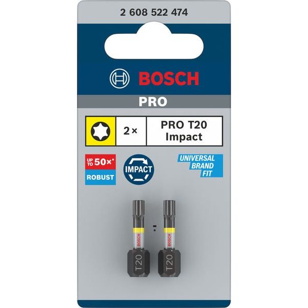 Bosch - Bit PRO Impact Bit, T20 2608522474 25 mm, 2-tlg