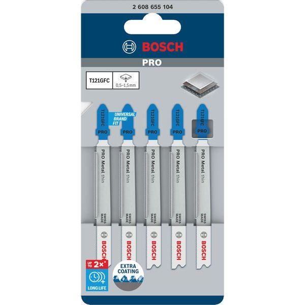Bosch - Stichsägeblatt PRO Metal thin T121GFC 2608655104VE(5) Stichsägeblatt 92 mm