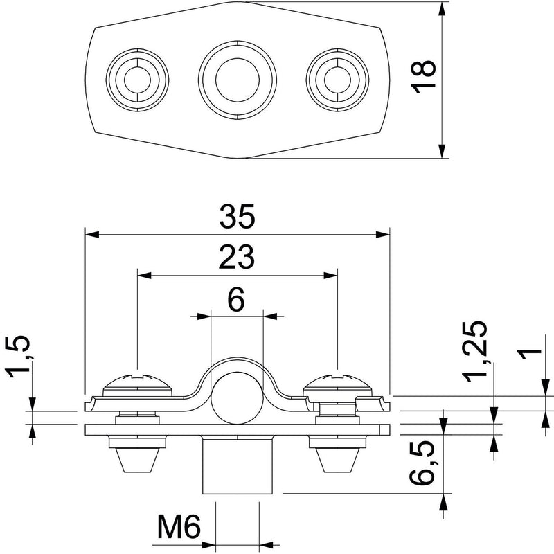 OBO Bettermann - Befestigungsschelle für Kabel/Rohre Abstandschelle ASG 732 6 A4 m. Gewindea. 5-6mm − 25 Stück