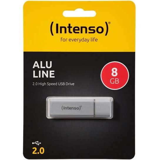 Intenso - Speichermedium digital USB 2.0 Stick 8GB Alu 3521462 si (R)23MB/s,(W)6.5MB/s