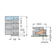 WAGO - Leiterplattensteckverbinder THT-Federleiste abgewink. 232-833/045-000 Maß 7,5mm,grau − 100 Stück