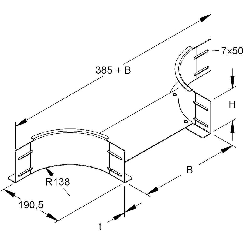 Niedax - Anbau-Abzweigstück für Kabelrinne Anbau-T-Stück RTAS 100.400 S 100x400mm
