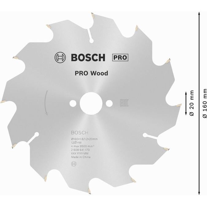 Bosch - Kreissägeblatt PRO Wood Kreissägeblatt, 2608641170 160 x 1,8 x 20 mm