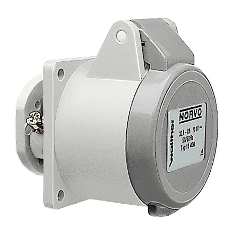 Walther Werke - CEE-Anbausteckdose (IEC 60309) NORVO Anbaudose gerade 11441 32A 3P 42V 12h IP44 − 1 Stück