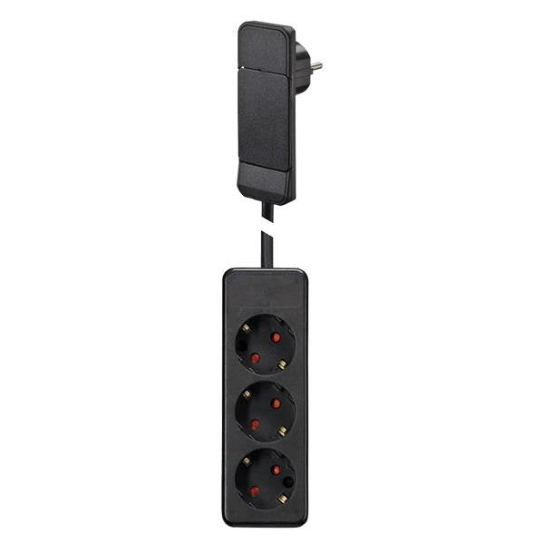 Bachmann - Steckverbinder für steckbare Gebäudeinstallation Schutzkont.-Flachstecker 933.014 sw, 1,6m Ltg
