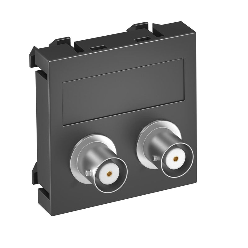 OBO Bettermann - Einsatz/Abdeckung für Kommunikationstechnik Multimediaträger Audio-BNC MTG-2BC F SWGR1 45x45mm sw-gr