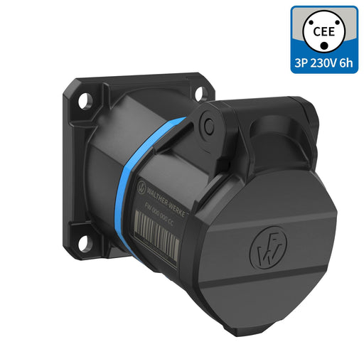 Walther Werke - CEE-Anbausteckdose (IEC 60309) CEE NEO Anbaudose FW512306SK schräg 1 6A 3P 6h