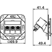 Metz Connect - Kommunikationsanschlussdose Kupfer Anschlussdose C6Amodul Upk 130B12D31102-E 3Port 270 Upk,rws − 10 Stück