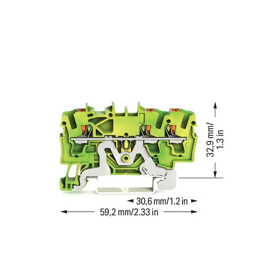WAGO - Schutzleiter-Reihenklemme 3-Leiter-Schutzleiterkl. 2202-1307 2,5qmm, grün-gelb