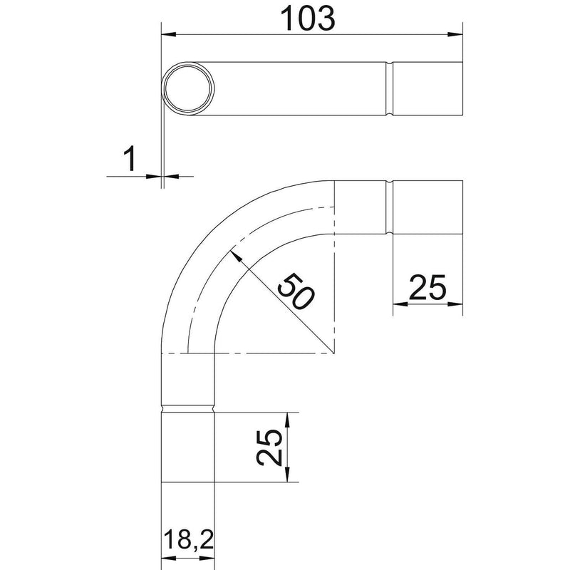 OBO Bettermann - Bogen für Installationsrohre Edelstahlrohrbogen SB16W A4 ohne Gewinde 16mm − 5 Stück