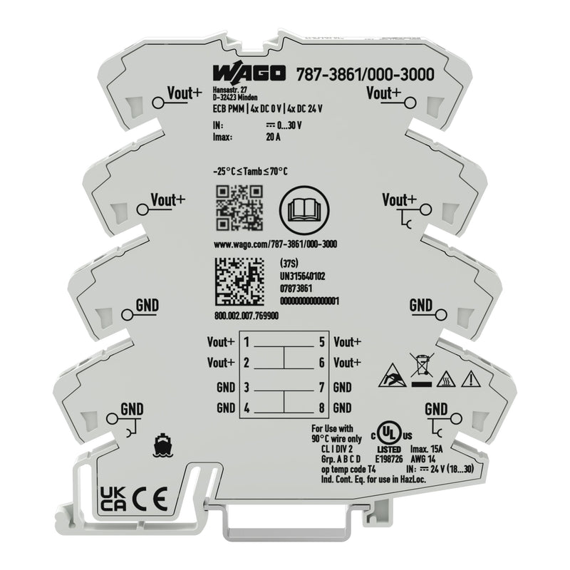 WAGO - Übergabemodul Potentialverteilermodul 787-3861/000-3000 4Klemmstell.(0V/24V)