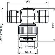 Telegärtner - Koax-Kupplung TNC-T-Stück (F-M-F) 50Ohm 100023829 − 5 Stück
