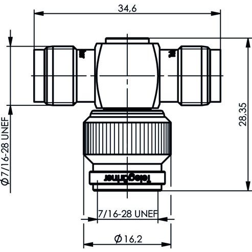 Telegärtner - Koax-Kupplung TNC-T-Stück (F-M-F) 50Ohm 100023829 − 5 Stück