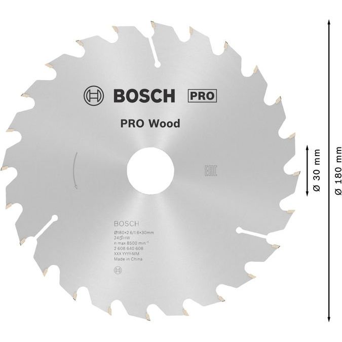 Bosch - Kreissägeblatt PRO Wood Kreissägeblatt, 2608640608 180 x 2,6 x 30 mm