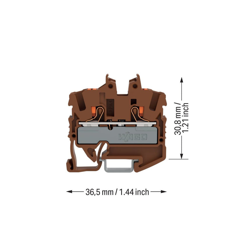 WAGO - Durchgangs-Reihenklemme 2-LeiterMini-Durchgangskl. 2252-1201/000-014 Drücker,2,5 mm²,br − 100 Stück