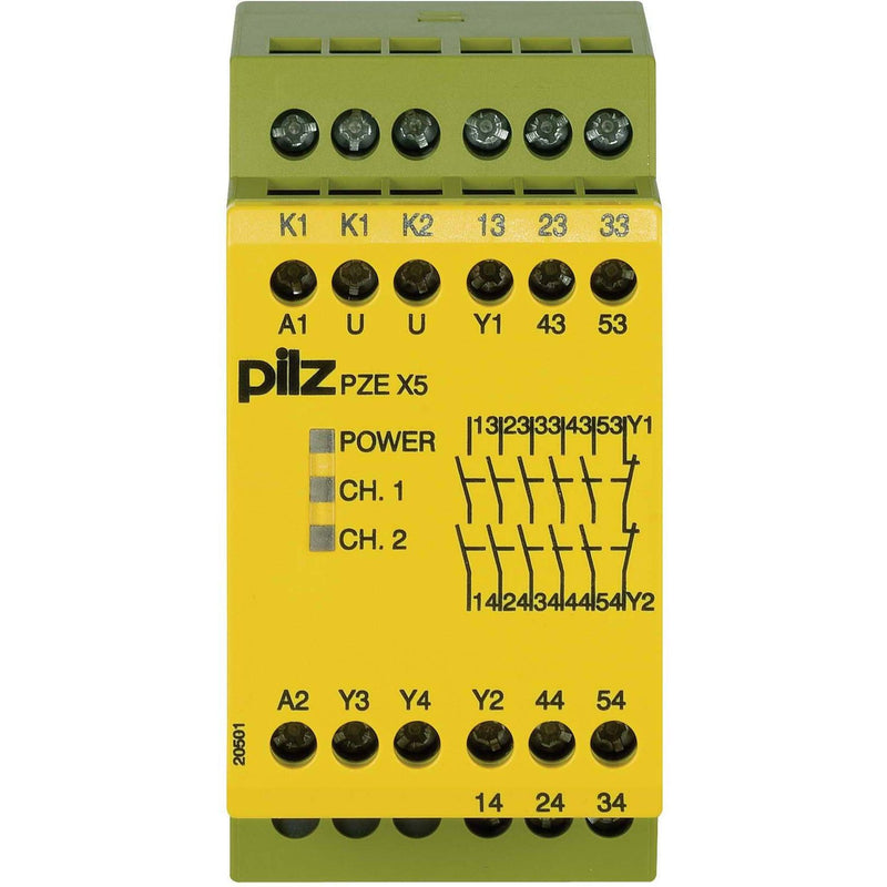 Pilz - Gerät zur Überwachung von sicherheitsgerichteten Stromkreisen Kontakterweiterungsblock PZE X5 #774595 24VDC 5n/o