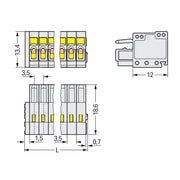WAGO - Kabelsteckverbinder für Leiterplattensteckverbinder 1-Leiter-Federleiste 734-124 CAGECLAMP 1,5mm²,lgr − 25 Stück
