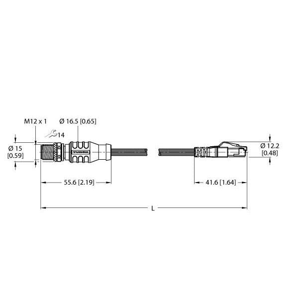 Turck - Rundsteckverbinder, feldkonfektionierbar (Industriesteckverbinder) Verbindungsleitung RSSD-RJ45S-4422-100M
