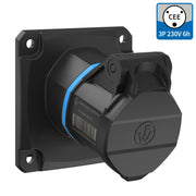 Walther Werke - CEE-Anbausteckdose (IEC 60309) CEE NEO Anbaudose FW510306SK schräg 1 6A 3P 6h
