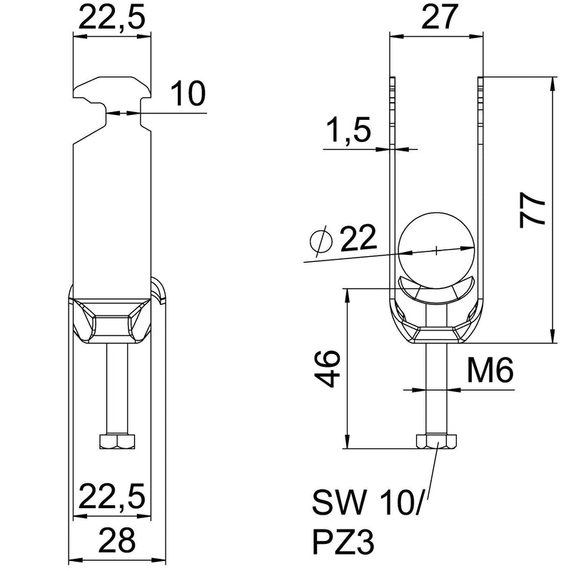 OBO Bettermann - Bügelschelle BS-H2-M-22 A2 2-fach − 50 Stück