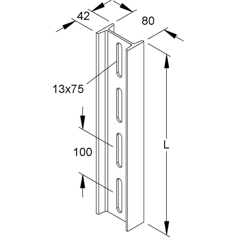 Niedax - Stiel/Profilschiene Profil 0,20m I 80/200 FL