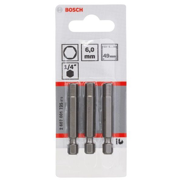 Bosch - Bit Schrauberbit Extra-Hart 2607001735 HEX 6 49 mm 3er-Pack