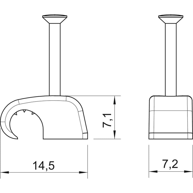 OBO Bettermann - Nagelschelle (für Kabel) Haft-Clip m.Nagel 2025 18 LGR 4-7mm L18 PP lgr − 100 Stück