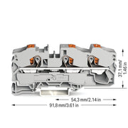 WAGO - Durchgangs-Reihenklemme 3-Leiter-Durchgangsklemme 2216-1301 16qmm, grau − 20 Stück