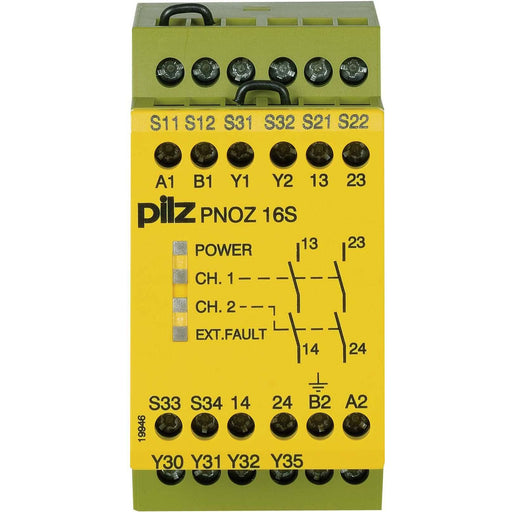 Pilz - Gerät zur Überwachung von sicherheitsgerichteten Stromkreisen Not-Aus-Schaltgerät PNOZ 16S #774070 24AC 24DC 2n/o 2so