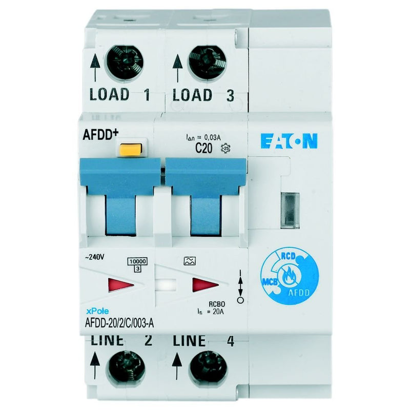 Eaton - Kombination FI-Schalter/Leitungsschutzschalter mit Zusatzeinrichtung Brandschutzschalter AFDD-20/2/C/003-A C, 20 A, Typ A