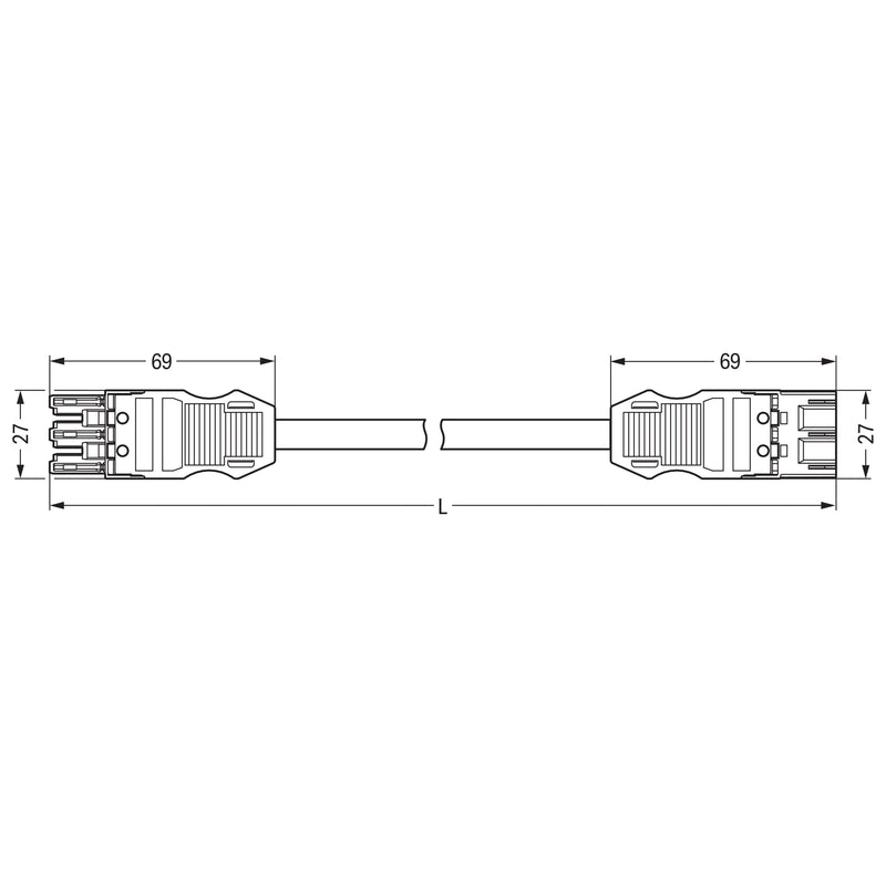 WAGO - Konfektionierte Leitung für steckbare Gebäudeinstallation konfekt.Verbindungsleitung 771-9993/005-703 Eca,Buchse Stecker