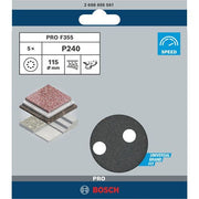 Bosch - Schleifpapier/Schleifvlies PRO F355 Schleifblatt, 115 2608605561 mm, 240, 5-tlg