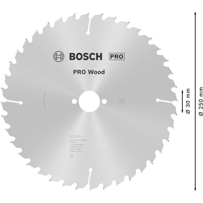 Bosch - Kreissägeblatt PRO Wood Kreissägeblatt, 2608640670 250 x 3,2 x 30 mm