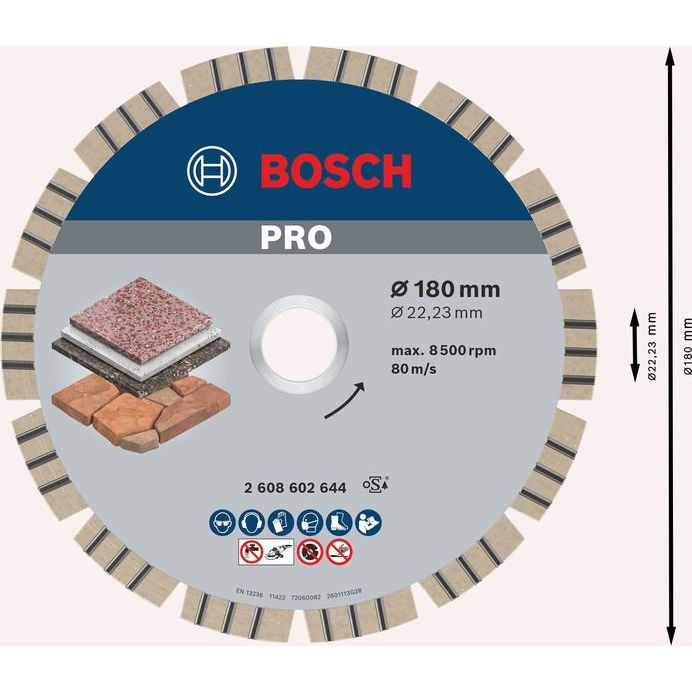 Bosch - Trenn-/Schleifscheibe Diamanttrennscheibe 2608602644 PRO Stone
