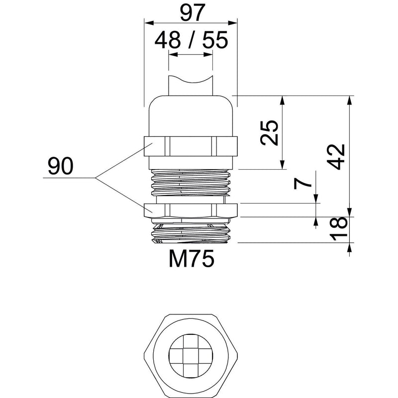 OBO Bettermann - Kabelverschraubung V-TEC VM LM75MS1 M75, CuZn, N − 3 Stück