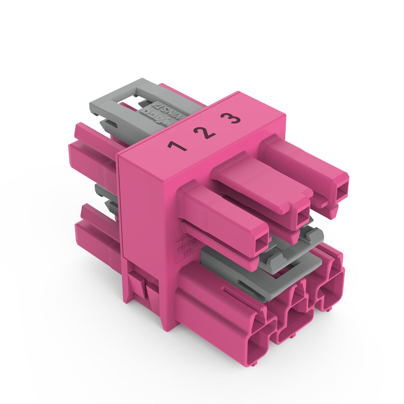 WAGO - Kompaktverteiler für steckbare Gebäudeinstallation 3-fach-Verteiler 3-polig 770-1716 Kod. B,pink − 50 Stück