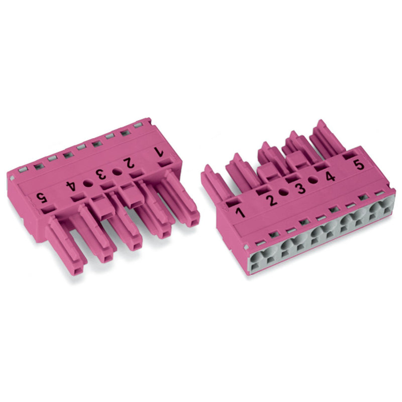 WAGO - Steckverbinder für steckbare Gebäudeinstallation Buchse 5-polig 770-285 Kod. B,pink − 50 Stück