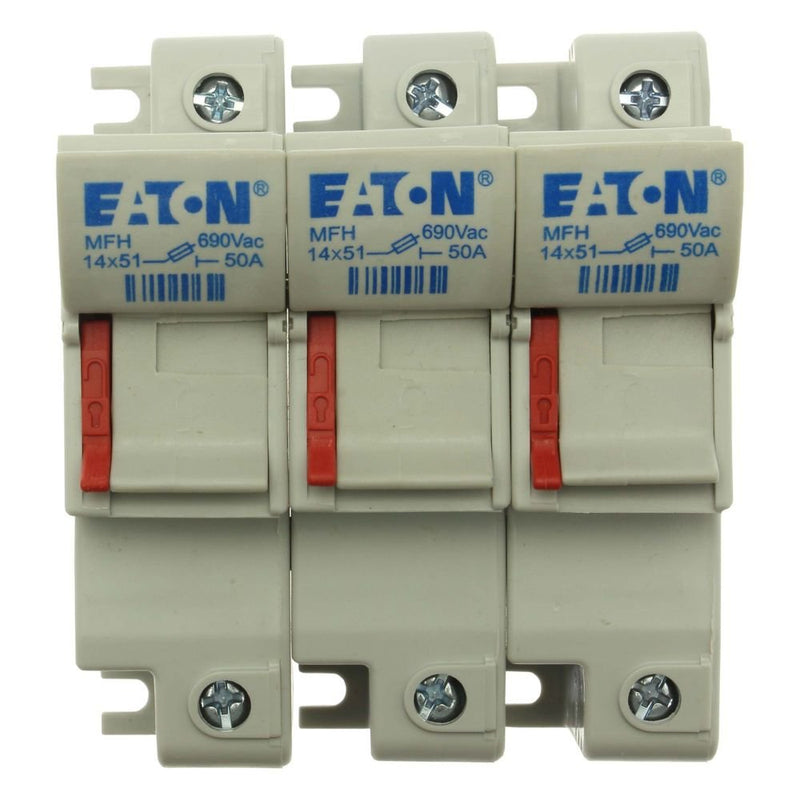 Eaton - Halter für zylindrische Sicherung Sicherungshalter Niedersp. 3 POLE 14X51 MFH 50A AC 690V 3polig − 2 Stück