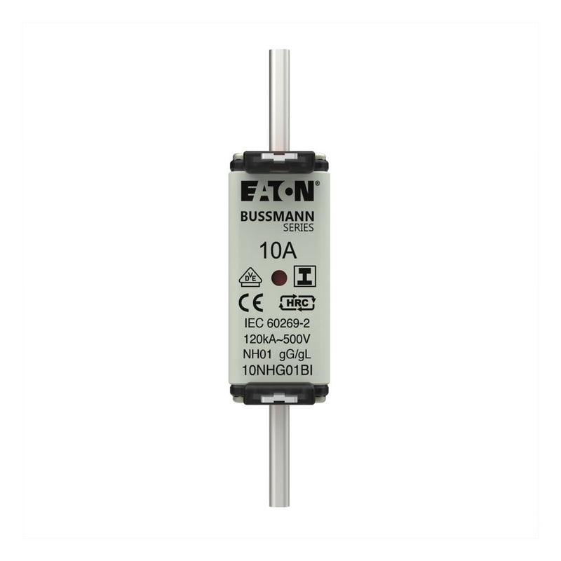 Eaton - Messersicherung Sicherungseinsatz Nieders. NH SICHERU#10NHG01BI 10A AC 500V 120kA − 3 Stück