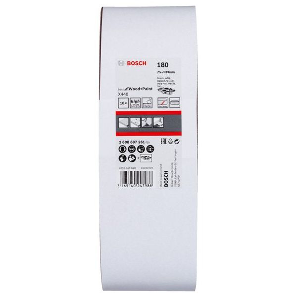 Bosch - Schleifpapier/Schleifvlies PRO X440 Schleifband, 75 x 2608607261 533 mm, 180, 10-tlg